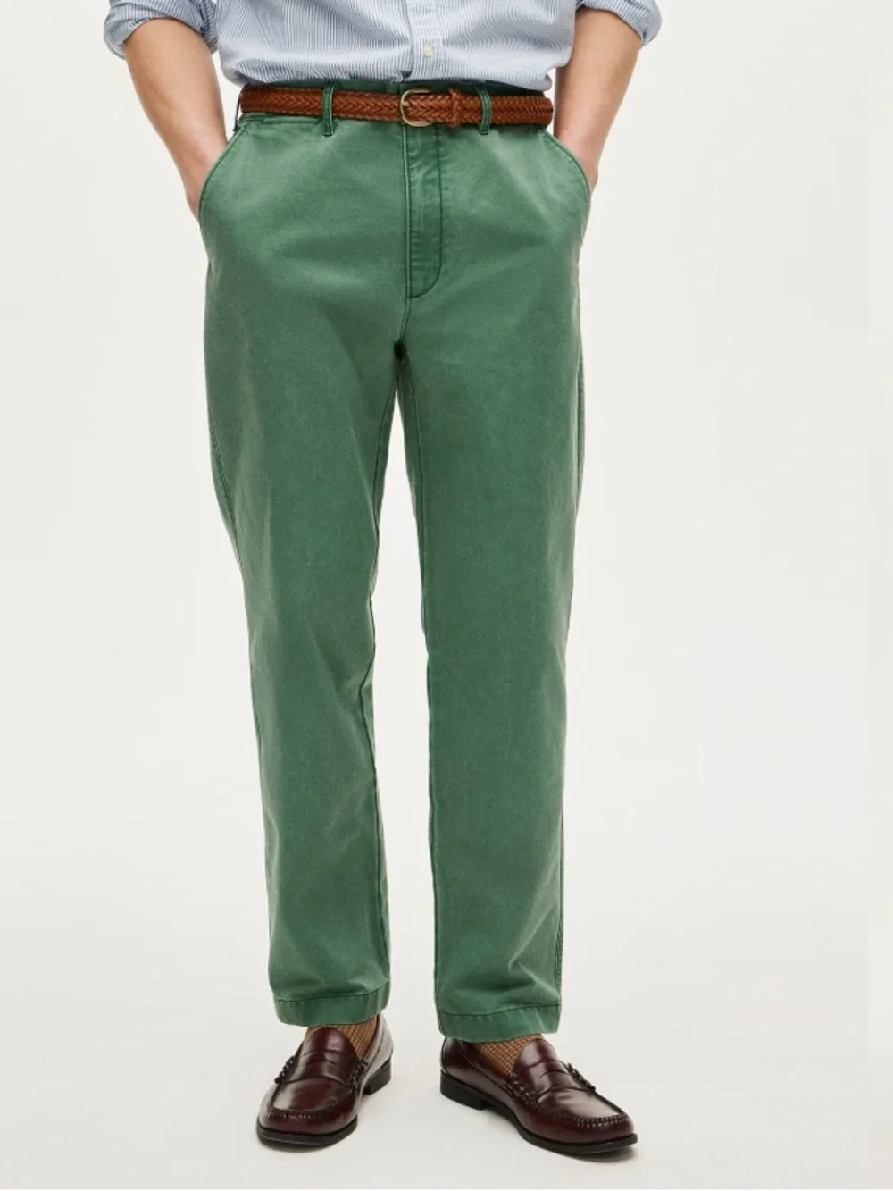 J crew Greenwich green Broken-in Straight pigment-dyed chino pant